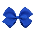 Royal blue grosgrain ribbon hair bow clip with detailed ribbed texture for girls - Sapphire Blue
