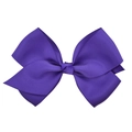 Detailed macro view of dark purple grosgrain ribbon texture on multi-layered kids hair bow - Deep purple