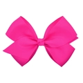 Hot pink grosgrain ribbon hair bow clip for girls featuring double layered styling - Hot Pink