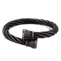 Brazalete punk de acero con cable trenzado plata vintage con puntas para hombre - Estilo de Cuerda Retorcida Negro Pistola (KB119204-KFC)