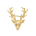 Elegant gold-colored deer head animal lapel pin brooch made of textured metal material - Deer Head Style (XD8303)