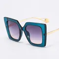 Oversized square sunglasses with blue transparent frames and gradient purple lenses - Blue Frame Gray Lenses