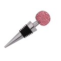 Dettaglio del tappo per vino a sfera in cristallo rosa con lega di zinco e gomma - Rosa
