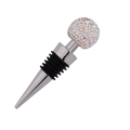 Detailed view of zinc alloy wine stopper with sparkling crystal ball and rubber seals - AB Color