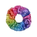 Rainbow sequin scrunchie hair tie with colorful fish scale glitter for women hair accessories - Multicolor