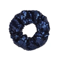 Detailed macro view of dark blue sequined scrunchie with sparkling fish scale texture - Dark Blue