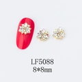 Detailed 8x8mm gold alloy floral nail art charm with marquise diamonds and colorful gems - 5088 White