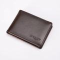 Brown PU leather bifold wallet for men with textured finish and stitched edge - Coffee