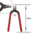 Professional 15cm needle nose pliers with red rubber handle and spring mechanism - Red & Black Long Handle 15cm Bail Making Pliers