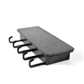 Japanese style black metal key rack with dark wood shelf and five sturdy U-shaped hooks - Pure Black