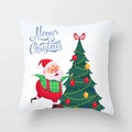 White Christmas pillowcase featuring Santa Claus and a festive tree illustration - Christmas Tree and Santa (DRD370-19)
