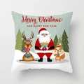 Dettaglio della stampa di Babbo Natale e renne su federa con scritta Buon Natale - Babbo Natale e Scoiattolo (DRD370-7)