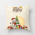 Detail of Christmas pillow cover featuring festive bear and tree illustration - Beige Polar Bear and Gifts (DRD370-14)
