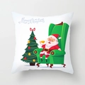 White Christmas pillowcase featuring Santa Claus on a green armchair with a tree - Armchair Santa Claus (DRD370-18)