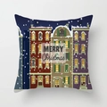 Federa per cuscino natalizia con scena di città innevata e scritta Merry Christmas - Edificio della Notte di Natale (DRD370-25)