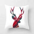 Polyester Christmas pillowcase with plaid deer silhouette design for festive sofa decor - Scottish Plaid Patchwork Deer Head