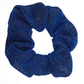 Sparkling dark blue scrunchie with metallic fibers and elastic fabric for women - Blue