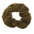 Sparkling bronze gold metallic scrunchie featuring glittery fabric for a stylish hair tie - Gold No.1
