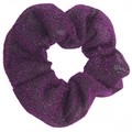 Sparkly dark purple scrunchie with metallic glitter thread and ruched fabric design - Plum Purple