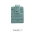 Elegante grüne Make-up Tasche mit Krokodilmuster, Druckknopf und weißer Nahtverzierung - Eleganter Grün