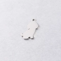 Silver stainless steel puppy pendant 16x21mm with a glossy finish for DIY pet jewelry - Steel