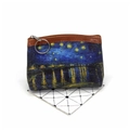 Macro detail of canvas texture on coin purse featuring Starry Night oil painting - Pattern No. 6 (The Harvest)