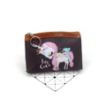 Detail of unicorn coin purse with textured leather and silver ring for key storage - Dark Coffee Unicorn (No.5)