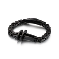 Bracciale bizantino in acciaio inossidabile nero da uomo con ciondolo a croce orizzontale - Nero