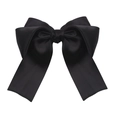Elegante pasador para el pelo con lazo grande de satén negro de doble capa para mujer - Negro