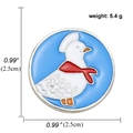 Emaille speld witte vogel met koksmuts, ronde cartoon badge van 2,5 cm diameter - Meeuw Stijl (A00565)