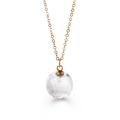 Minimalist faceted clear crystal pendant with gold-plated thin chain necklace for women - White (KN89015-K)
