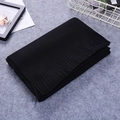 Thick black knitted cashmere-feel winter scarf with a classic ribbed edge design - Black