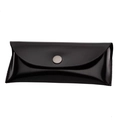 Astuccio per occhiali in vernice nera lucida con un bottone a pressione in metallo - Custodia in Pelle con Bottone a Pressione