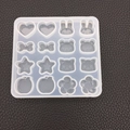 16-cavity silicone mold featuring hearts, rabbits, and stars for DIY resin and jewelry craft - Cute Apple & Star Small Mold