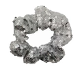 Coletero de lentejuelas plateadas brillantes con alta elasticidad para peinados de fiesta - Plateado