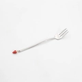 Creative stainless steel fork with cute red strawberry charm pendant for Christmas gift - 410 Silver Stainless Steel Strawberry Fork