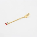 Golden stainless steel fork featuring a cute red cherry pendant on the handle - 410 Gold Stainless Steel Cherry Fork