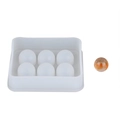 Molde de silicona de 6 cavidades redondas para resina con bandeja blanca traslúcida - Molde de Cuentas de Esfera de 6 Cavidades 16mm