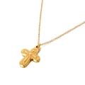 Gouden kruis ketting in vintage stijl met reliëf textuur en fijne kabelketting - Goud
