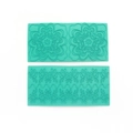 Turquoise silicone fondant molds set with 2 pieces of floral and border patterns - NO.110-6 (Floral/Border)