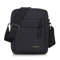 Men's black Oxford fabric crossbody shoulder bag with adjustable strap and logo detail - Black