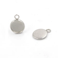 Pair of silver stainless steel round bezel pendant trays showing front and back views - No. 9 Inner Diameter 8mm Suitable for Star Pattern