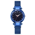 Women's starry sky watch with blue Milanese magnetic band and faceted glass face - Sapphire Blue