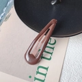 Classic coffee brown metal BB hair clip with vintage matte finish for women - Coffee
