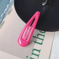 Classic bright pink metal snap hair clip with a smooth painted finish and drop shape - Rose Pink
