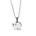 Collana con elefante in argento lucido, occhio di cristallo e catena sottile - Stile Elefante / Color Acciaio (KN89574-K)
