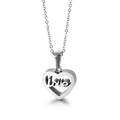 Collana con pendente a cuore Love in argento lucido e catena in acciaio fine - Stile Cavo Del Cuore Color Acciaio (KN89587-K)