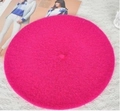 Flat lay of rose red wool beret on white lace fabric for autumn and winter style - M / Rose Red
