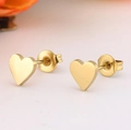 Minimalist heart-shaped golden stainless steel earrings shown on a clean white background - Heart / Gold