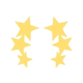 Detailed view of three curved gold star stud earrings in minimalist stainless steel - Triple Star / Gold